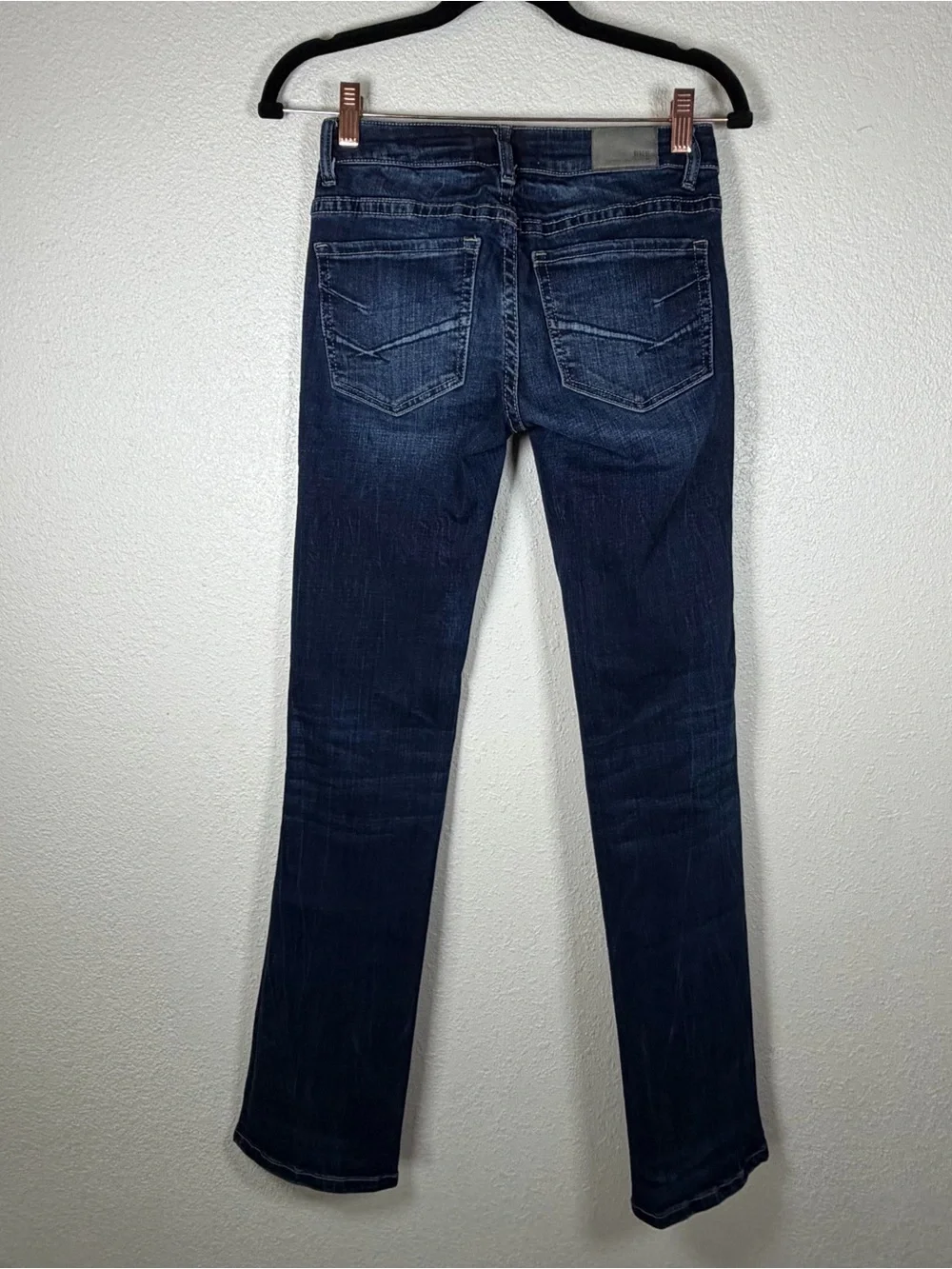 BKE 25x33.5” Stella Dark Wash Slim Fit Low Rise Tailored Bootcut Jeans Denim